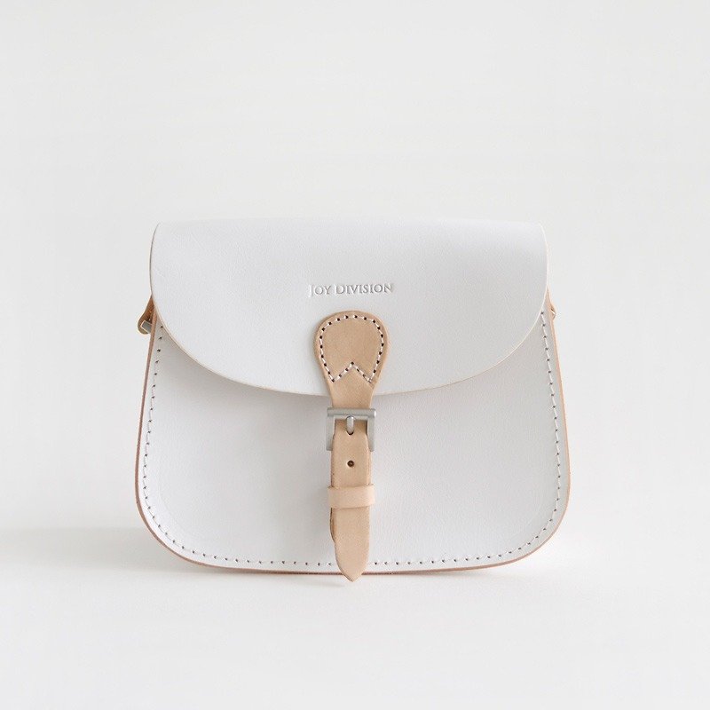 White Blanc manual vegetable tanned handbags shoulder saddle bag female small fresh oblique cross retro - Messenger Bags & Sling Bags - Genuine Leather White