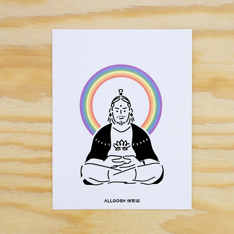 Rainbow Buddha Light Stamping Postcard Universal Card - Cards & Postcards - Paper 