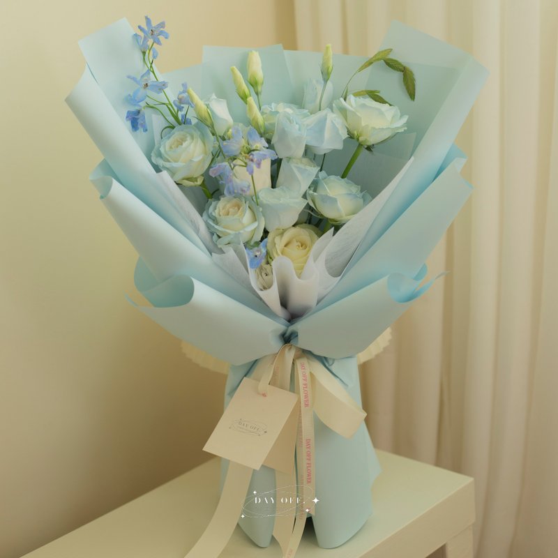 DAY OFF flower bouquet medium-sized bouquet blue line bouquet blue rose flower proposal bouquet - Dried Flowers & Bouquets - Plants & Flowers Blue