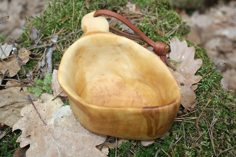 Kuksa 285 ml Wooden cup Unique gift Handmade Convenient 280 Campfire Camping - Mugs - Wood Gold