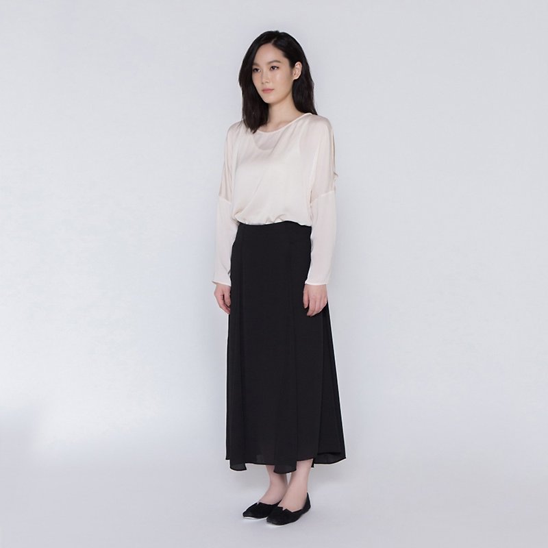 Good Time Folded Maxi Skirt One Fine Day Overlap Maxi Skirt - Skirts - Polyester Black