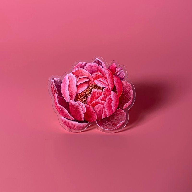 flower griptok / phonegrip / popsockets - Peony - 手機配件 - 壓克力 紅色