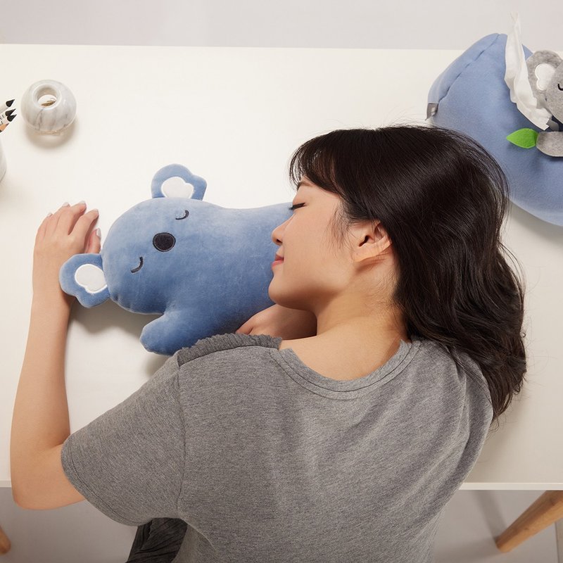 無尾熊午安枕-勿忘草藍 - 頸枕/旅行枕 - 棉．麻 藍色