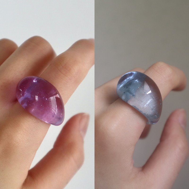 Color changing glass ring clear glass ring - General Rings - Glass Purple