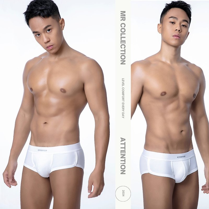 AttentionWear Mr. Basic Trunks【White】│ATTENTION, Mens Underwear, Classic - ชุดชั้นในผู้ชาย - ไนลอน ขาว