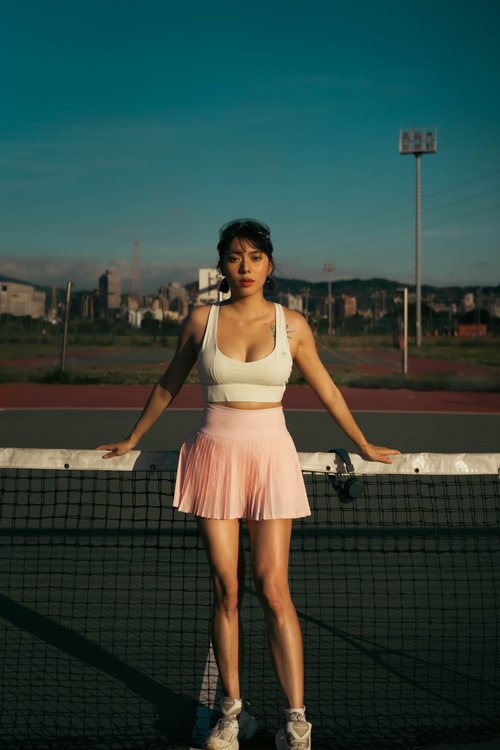 女性のピンクデニムプリーツスカート原宿 Y2k 90 年代 2000 年代