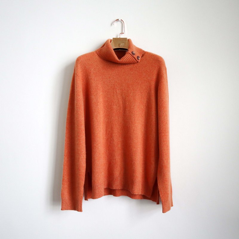 Pumpkin Vintage. Ancient Orange Cashmere Cashmere Pullover - สเวตเตอร์ผู้หญิง - ขนแกะ สีส้ม