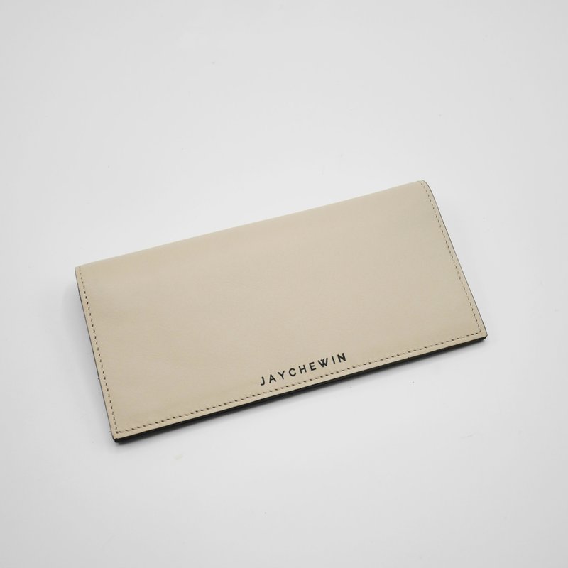 ALMOSTPERFECT - Long Flat Wallet in Cream/Red - 錢包/皮夾/長短夾 - 真皮 卡其色