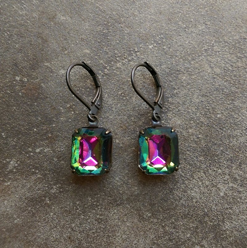 Psychedelic aspect Guangyao antique glass earrings (large) - Earrings & Clip-ons - Gemstone 