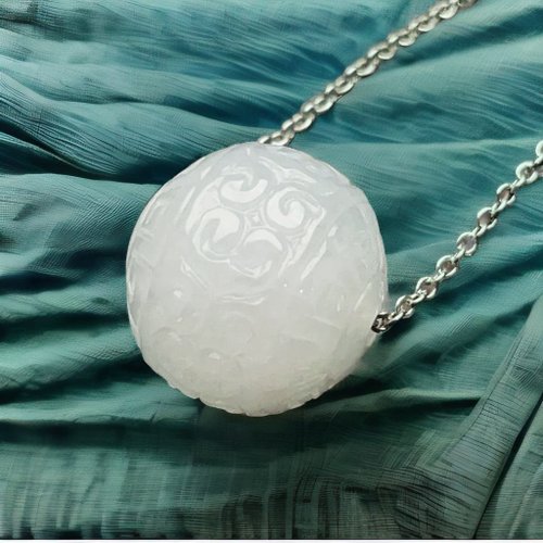 瓔珞珠寶盒 E.L.Jewelry Box 冰糯種翡翠雕花路路通項鍊 | 天然緬甸玉翡翠A貨