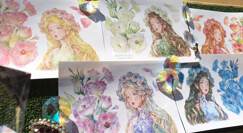 Lisianthus sticker SET - 貼紙 - 紙 