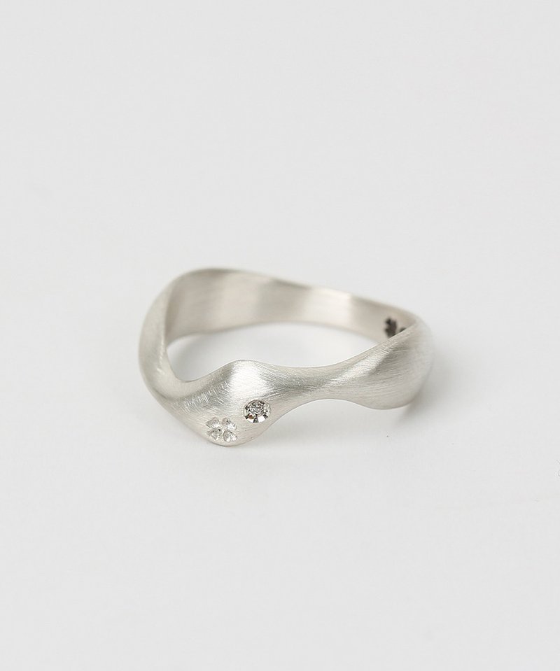 Clover wave ring W (925 silver) - 戒指 - 其他金屬 銀色