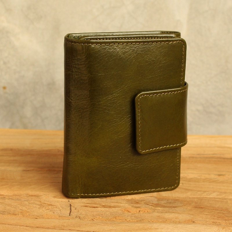 Wallet - Tri Fold - Olive Green / Leather Wallet / Small Wallet / 錢包 - Wallets - Genuine Leather 