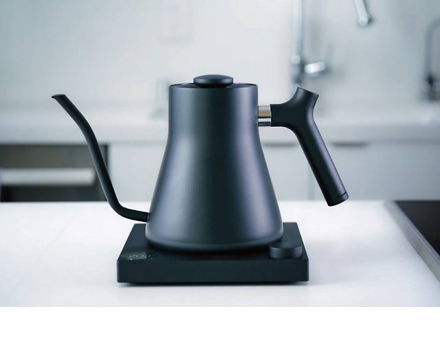 Fellow Stagg EKG Electric Gooseneck Kettle - Pour-Over Coffee and Tea Pot,  Stainless Steel, Quick Heating, Matte Black with Maple Wood Handle, 0.9  Liter 