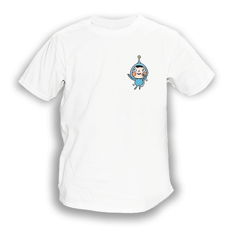 【HeiyinHOHO HoHo and LamHo】T-shirt｜Dancing LamHo (Pocket) - Unisex Hoodies & T-Shirts - Cotton & Hemp White