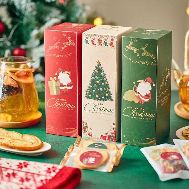 (預算100內)【聖誕交換禮盒推薦】聖誕長方禮盒 - 茶葉/茶包/水果茶 - 其他金屬 紅色