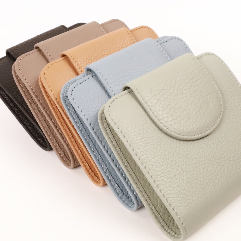 Longgest folding leather short clip (multi-color) - Wallets - Genuine Leather 