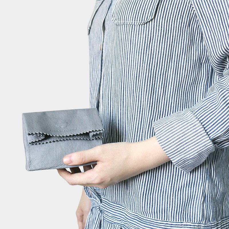 paper pouch : gray - กระเป๋าสตางค์ - หนังแท้ สีเทา