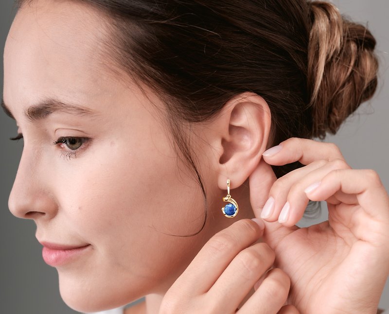 Kyanite drop dangle ball earrings-September birthstone simple everyday earrings