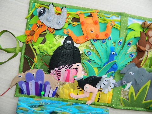 Happy Toy House Jungle, Wildlife and Animals, Montessori Activity Book, Educational Toy set