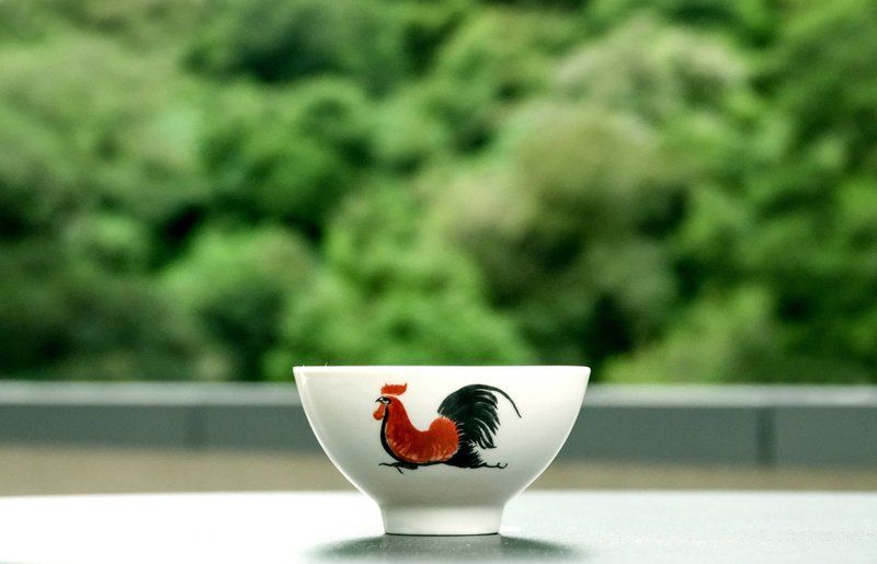 粵東磁廠 - 3 寸半紅橙色雞公碗 高足碗 香港彩瓷 人手加彩 - 其他杯子 - 其他材質 紅色