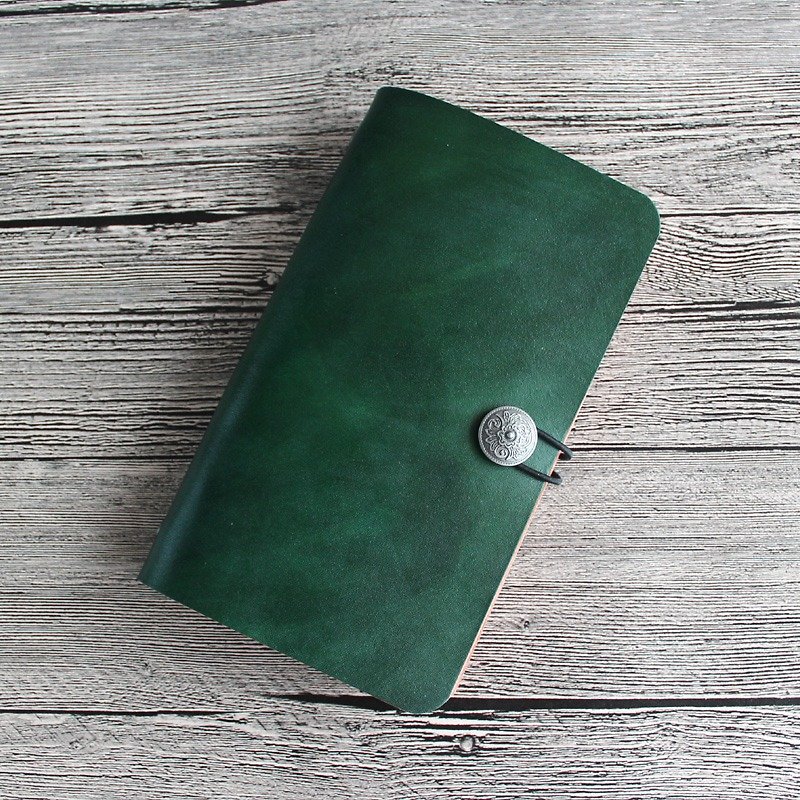 Xie Shili graduation gift teacher sent classmates dark green A6 loose-leaf notebook manual leather notebook - Notebooks & Journals - Genuine Leather Green