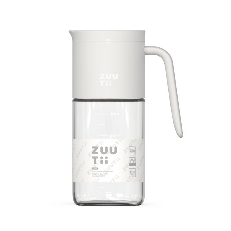 Zuutii 附手柄自動開合蓋玻璃油壺 - 米白色 (550ml) - 廚具 - 玻璃 白色