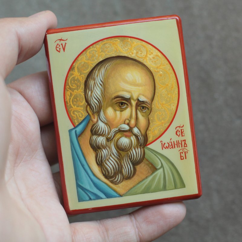 hand painted orthodox wood icon Saint Apostle John Theologian Evangelist - 其他 - 木頭 金色