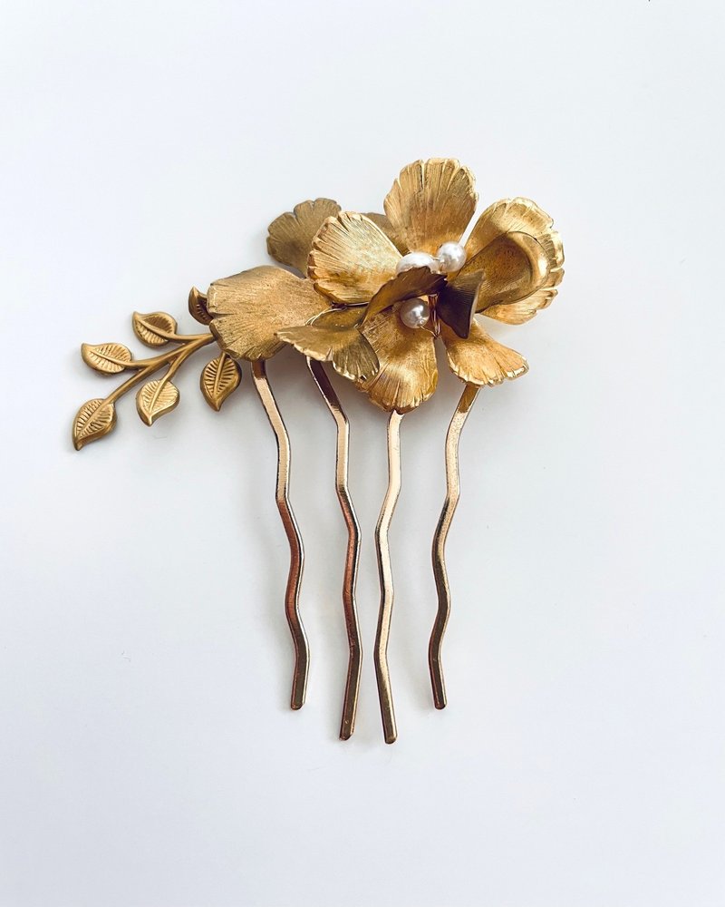 ボタニカルガーデン ヘアコーム - ヘアアクセサリー - 銅・真鍮 ゴールド