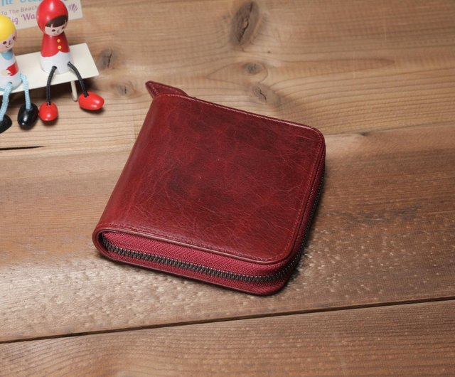 BASIC Round Fastener Middle RED - Shop dajeyleather Wallets - Pinkoi