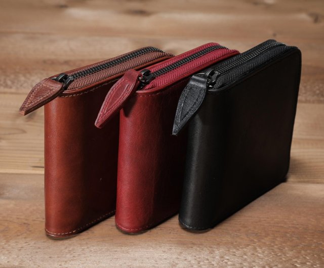 BASIC Round Fastener Middle RED - Shop dajeyleather Wallets - Pinkoi