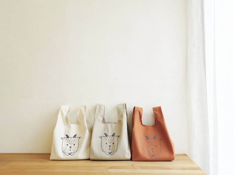 Cotton small eco-friendly shopping bag Mr. Fat Sheep 14 colors - ถุงใส่กระติกนำ้ - ผ้าฝ้าย/ผ้าลินิน หลากหลายสี