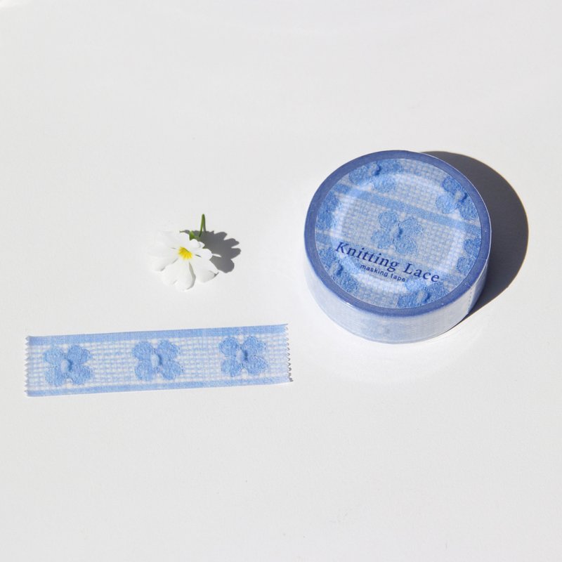 Knitting Lace Masking Tape | Cornflower - มาสกิ้งเทป - กระดาษ สีน้ำเงิน