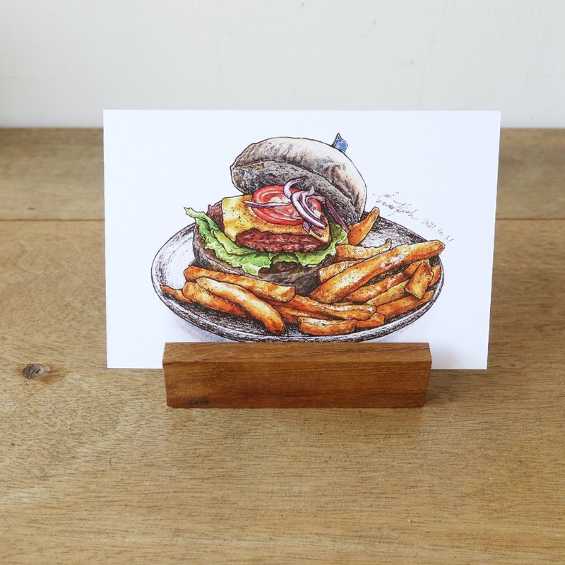 Classic cheeseburger－postcard/ food postcard/ food card/ food illustration - Cards & Postcards - Paper Orange