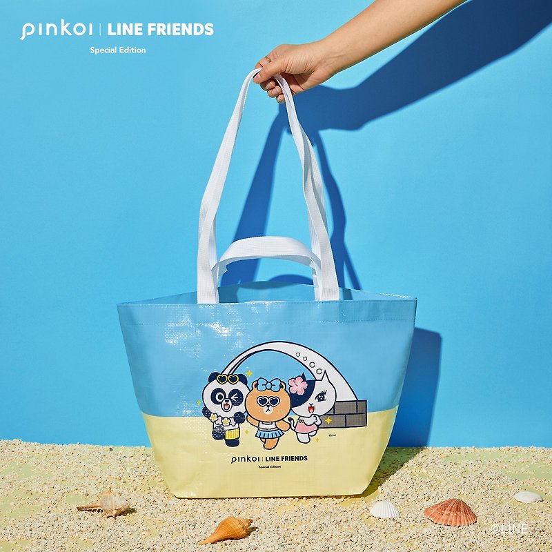 LINE FRIENDS Large Capacity Beach Bag - กระเป๋าถือ - พลาสติก สีน้ำเงิน