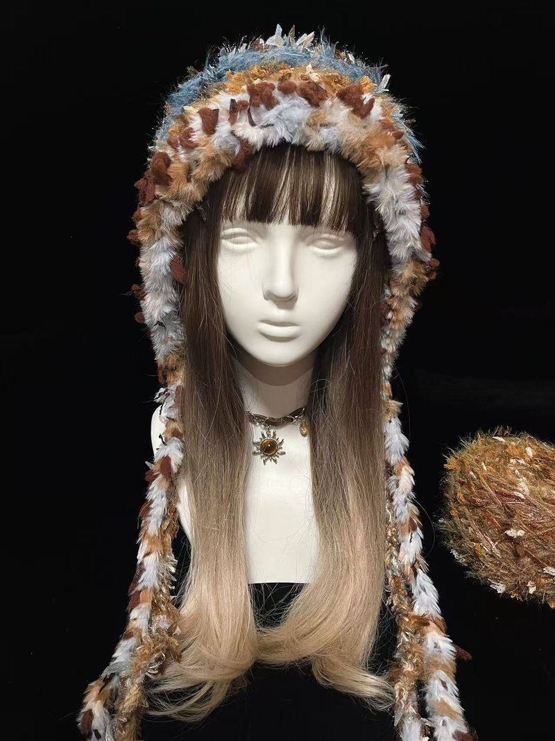 Chocolate Sea Salt Earflap Hood | Cozy Two-Tone Hooded Hat | Handmade Winter Hat - Hats & Caps - Other Materials 