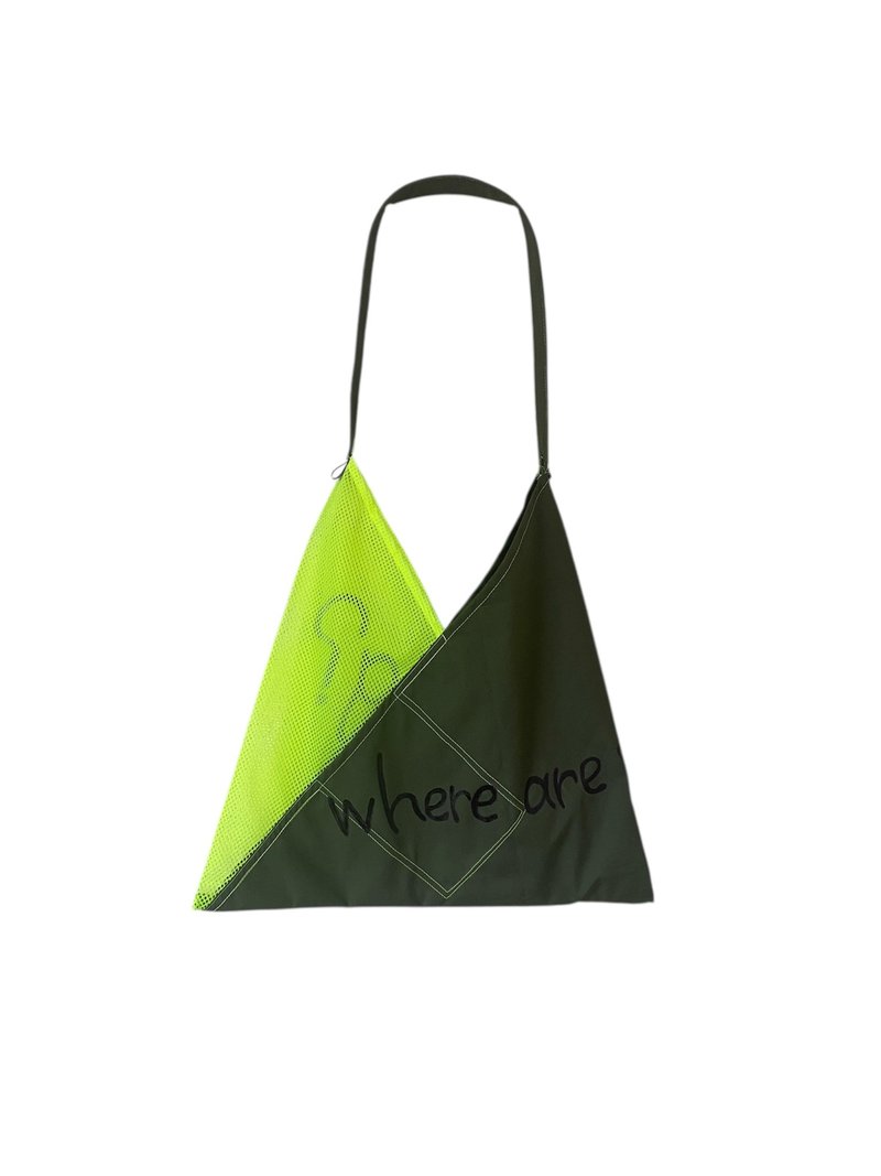 メッシュ三角bag-where are you going?- - 側背包/斜背包 - 棉．麻 綠色
