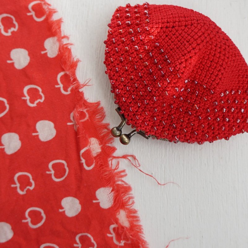 Ba-ba (m)Dot beads Crochet pouch No.C1795 - コインケース・小銭入れ - その他の素材 レッド