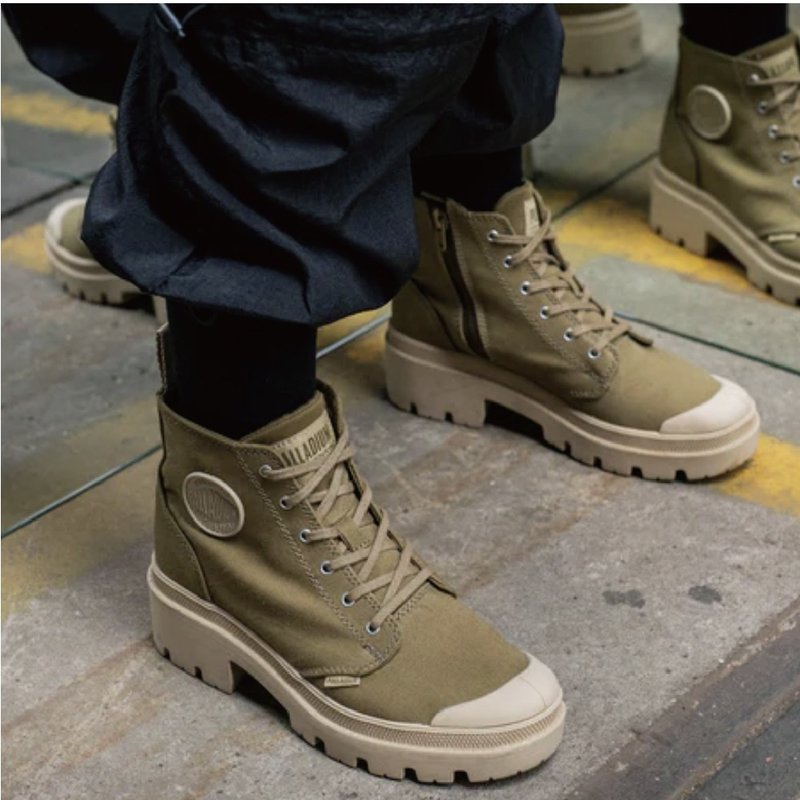 PALLADIUM PALLABASE TWILL經典拉鍊帆布美腿靴96907 - 女短靴/中筒靴 - 其他材質 多色
