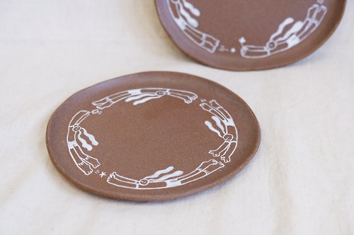 陶木燻雞 巧克力餅乾 釉下彩陶盤∣生活食器∣淺盤