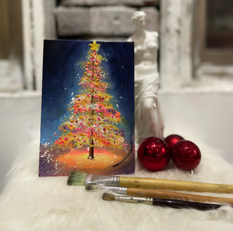 Christmas oil painting experience・Beginners are welcome・Reservations are available from Tuesday to Sunday - Illustration, Painting & Calligraphy - Cotton & Hemp 