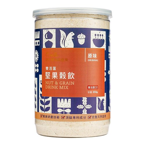 可夫萊精品堅果 【可夫萊精品堅果】雙活菌堅果穀飲-原味550g/罐