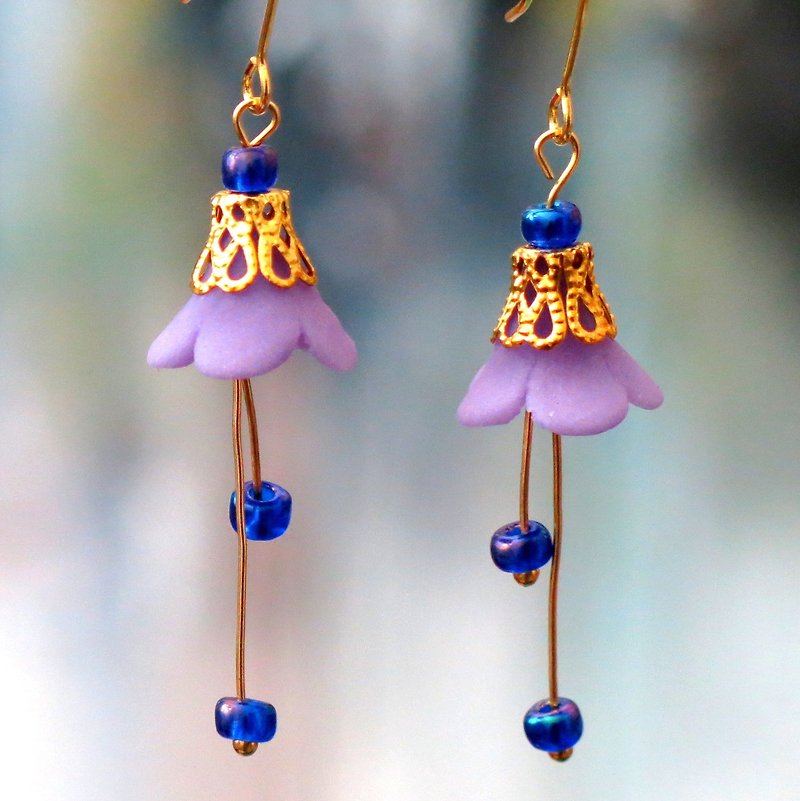  花舞系列  -  紫羅蘭耳環 . 14kgf  . 紫色  禮物給她 手工耳環  - 耳環/耳夾 - 其他金屬 紫色