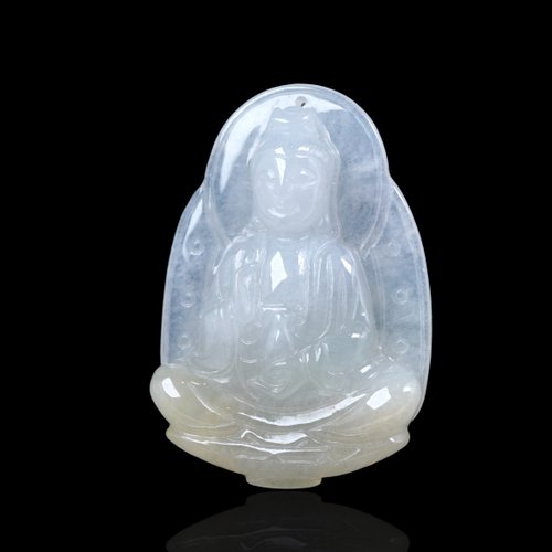 瓔珞珠寶盒 E.L.Jewelry Box 冰種飄黃翡翡翠寶瓶觀音菩薩項鍊 | 天然緬甸玉翡翠A貨 | 送禮