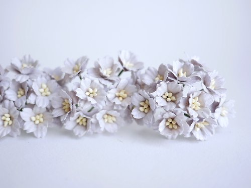 makemefrompaper Paper flower, Wedding, 50 pcs. cherry blossom supplies, 2 cm. gray color.