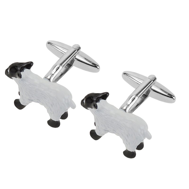 Black and White Enamel Sheep Cufflinks - Cuff Links - Other Metals Multicolor