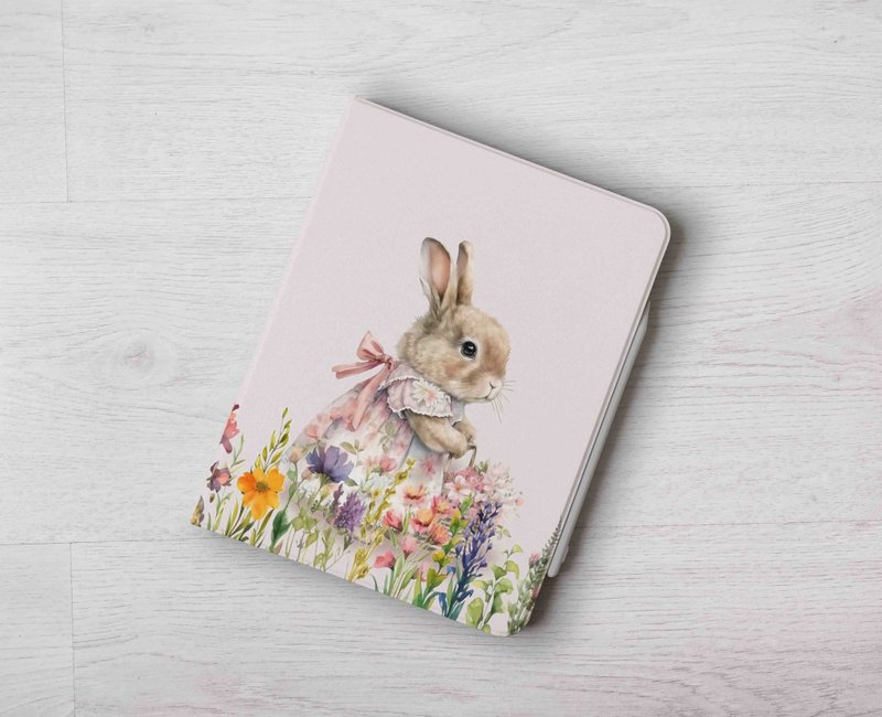 Rabbit meadow Custom name iPad case cover with stand for iPad mini 6 10.5 Air 5 - Tablet & Laptop Cases - Plastic Multicolor