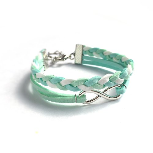 Anne Handmade Bracelets 安妮手作飾品 Infinity 永恆 手工製作 雙手環-清沁綠+藍 限量