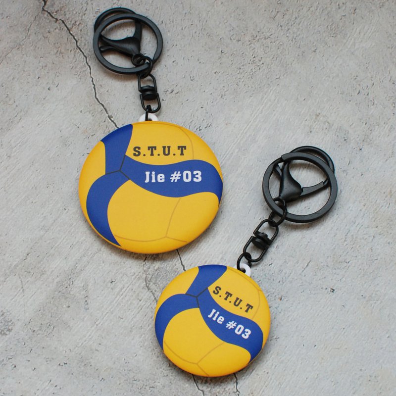 客製化文字排球MIKASA吊飾4.4CM/5.8CM 每款可不同文字 - 鑰匙圈/鑰匙包 - 其他材質 藍色