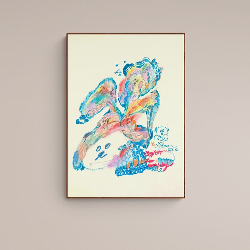 【Lingoooo插畫/動物插畫】Febbi |  003花卉狗狗 - 海報/掛畫/掛布 - 紙 
